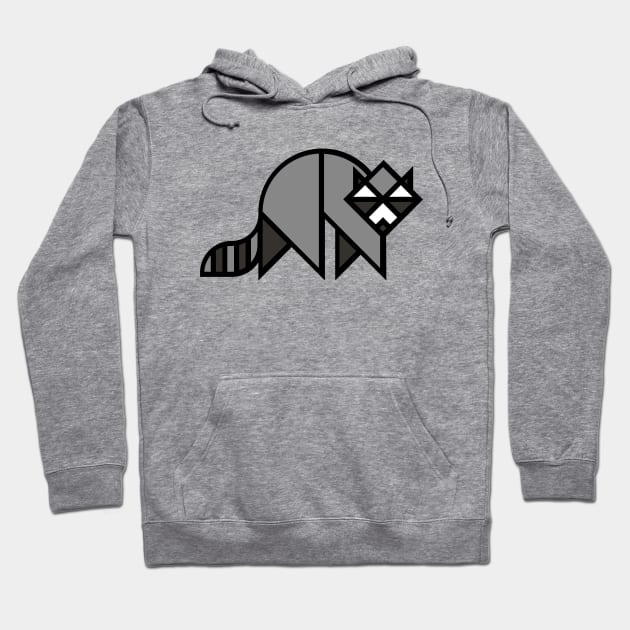 Geometric Raccoon Cartoon Hoodie by skstring